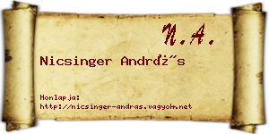 Nicsinger András névjegykártya